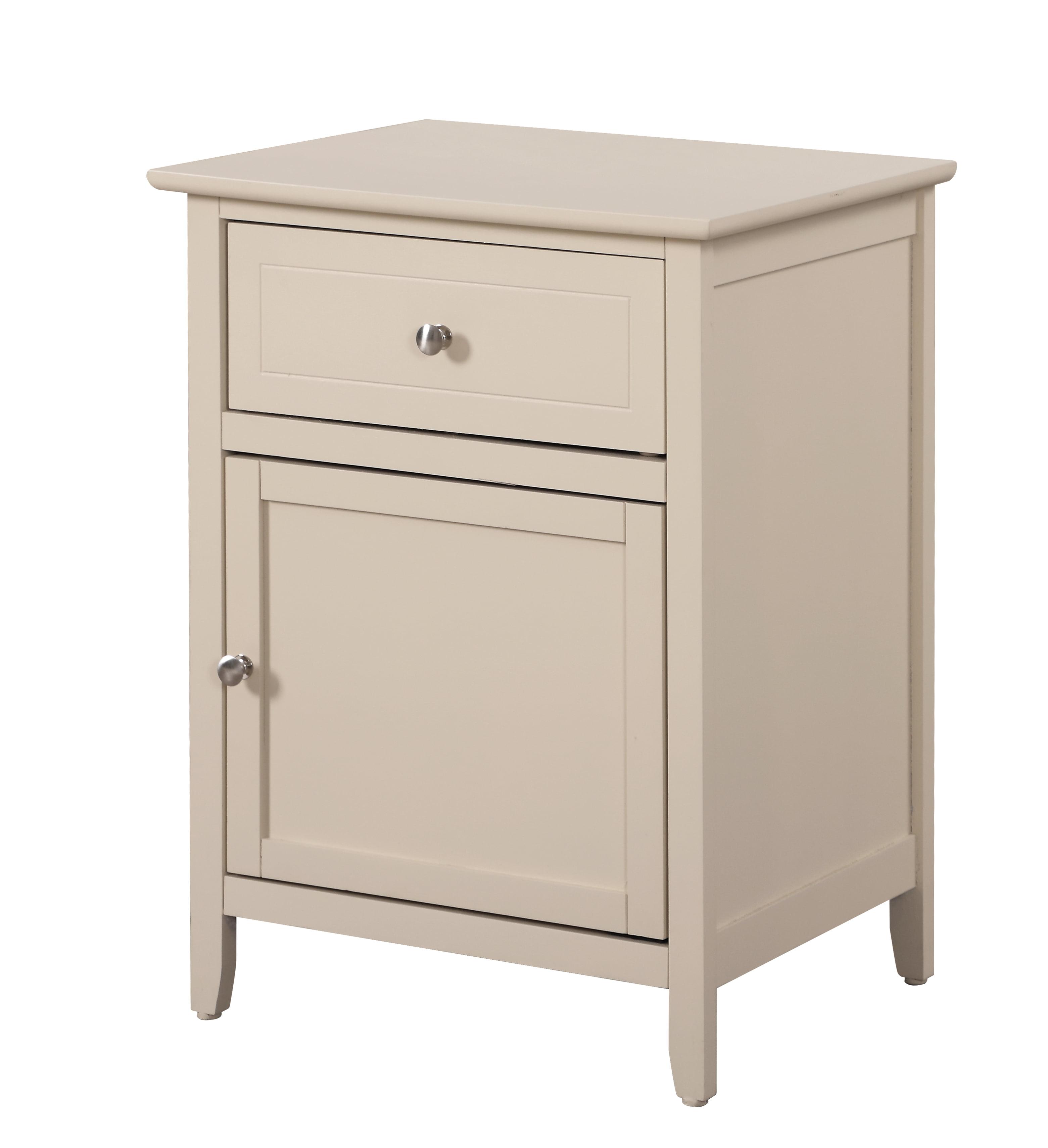 Transitional Nickel-Handled Wood Nightstand with Drawer