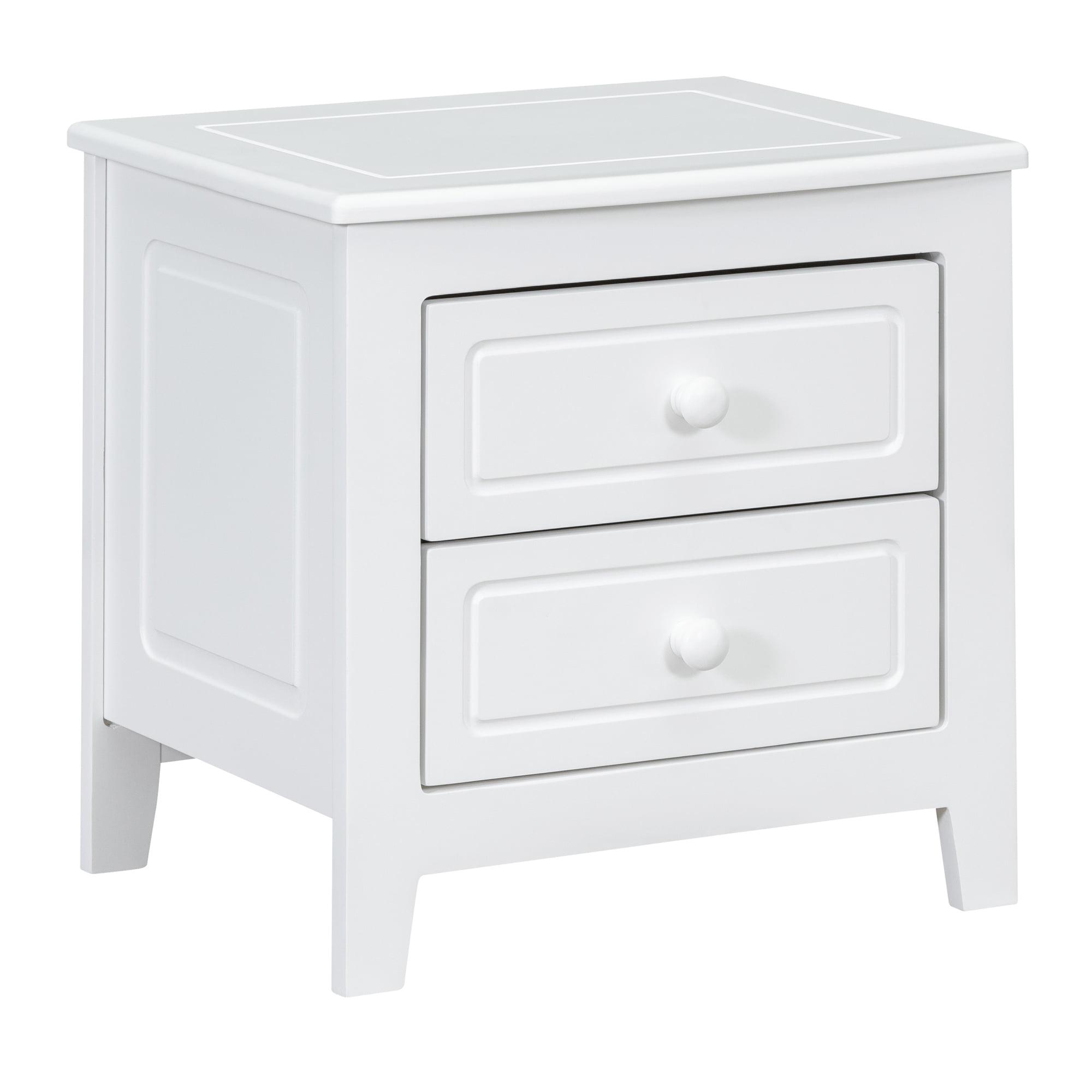 White Pine and MDF 2-Drawer Nightstand