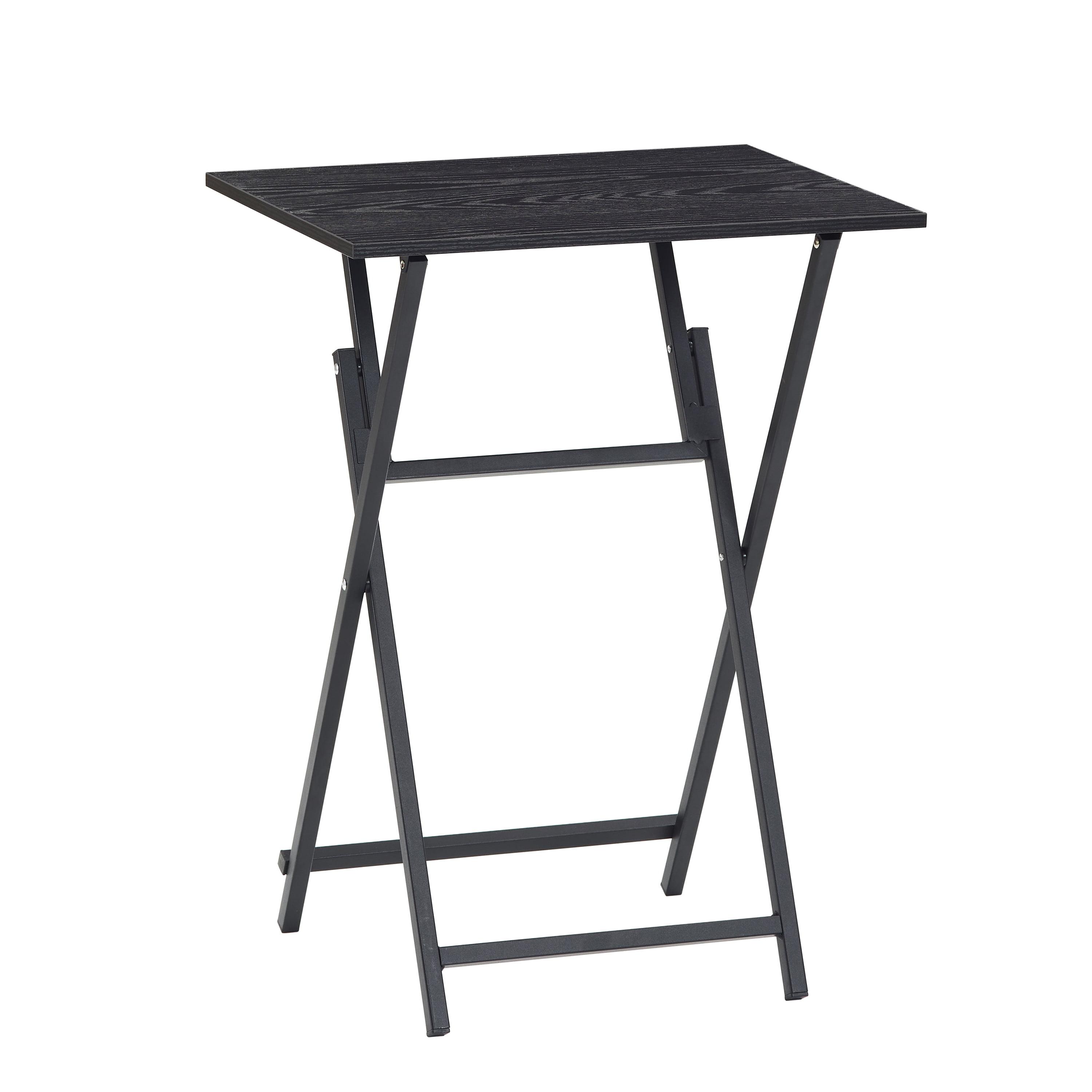 Black Metal Folding Outdoor End Table Set