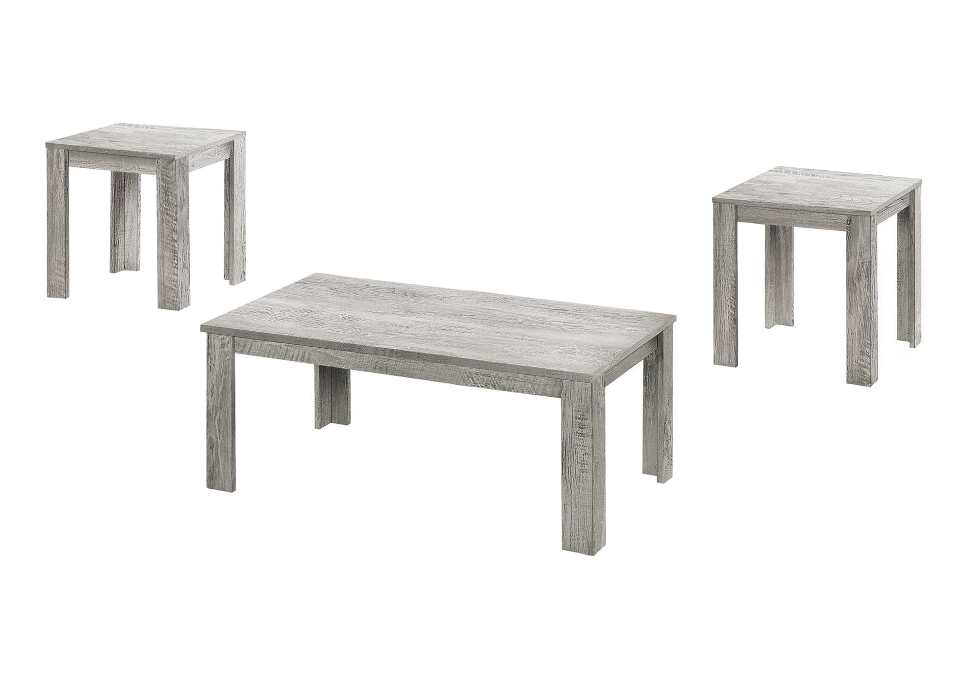Monarch Specialties Table Set 3Pcs Set Coffee End Side Accent Living Room Laminate Grey Transitional