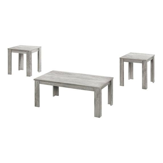 Monarch Specialties Table Set 3Pcs Set Coffee End Side Accent Living Room Laminate Grey Transitional