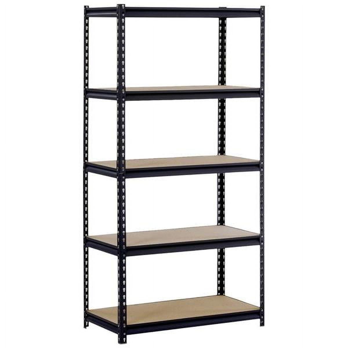 Black 5-Tier Steel and MDF Storage Rack