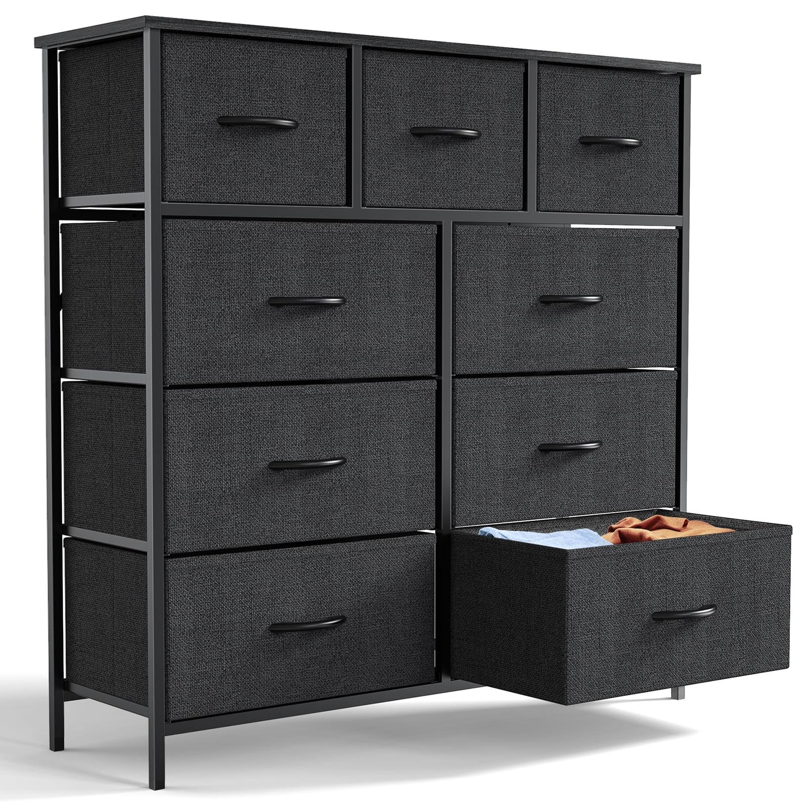 NicBex Dresser for Bedroom,Chest of Drawers with Fabric Bins and Black Metal Handles Design,Fabric Storage Dressers for Bedroom