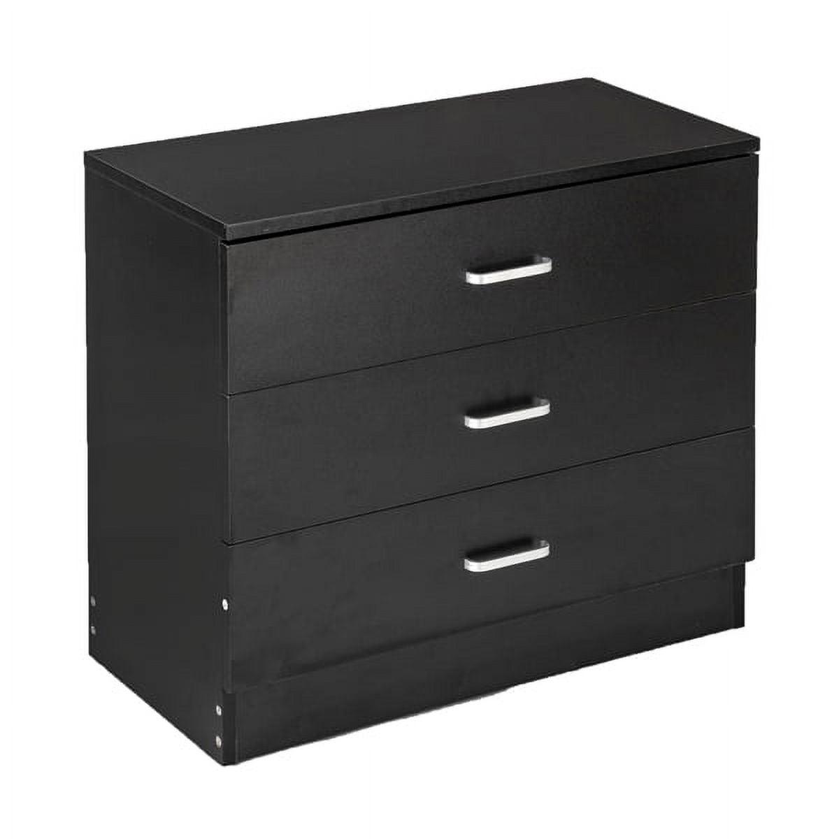 Oufan 3 Drawer Dresser, Wood Chest Drawers Cabinet with Storage for Bedroom, Black