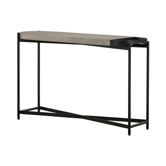 Dua 47" Gray Concrete and Black Metal Console Table