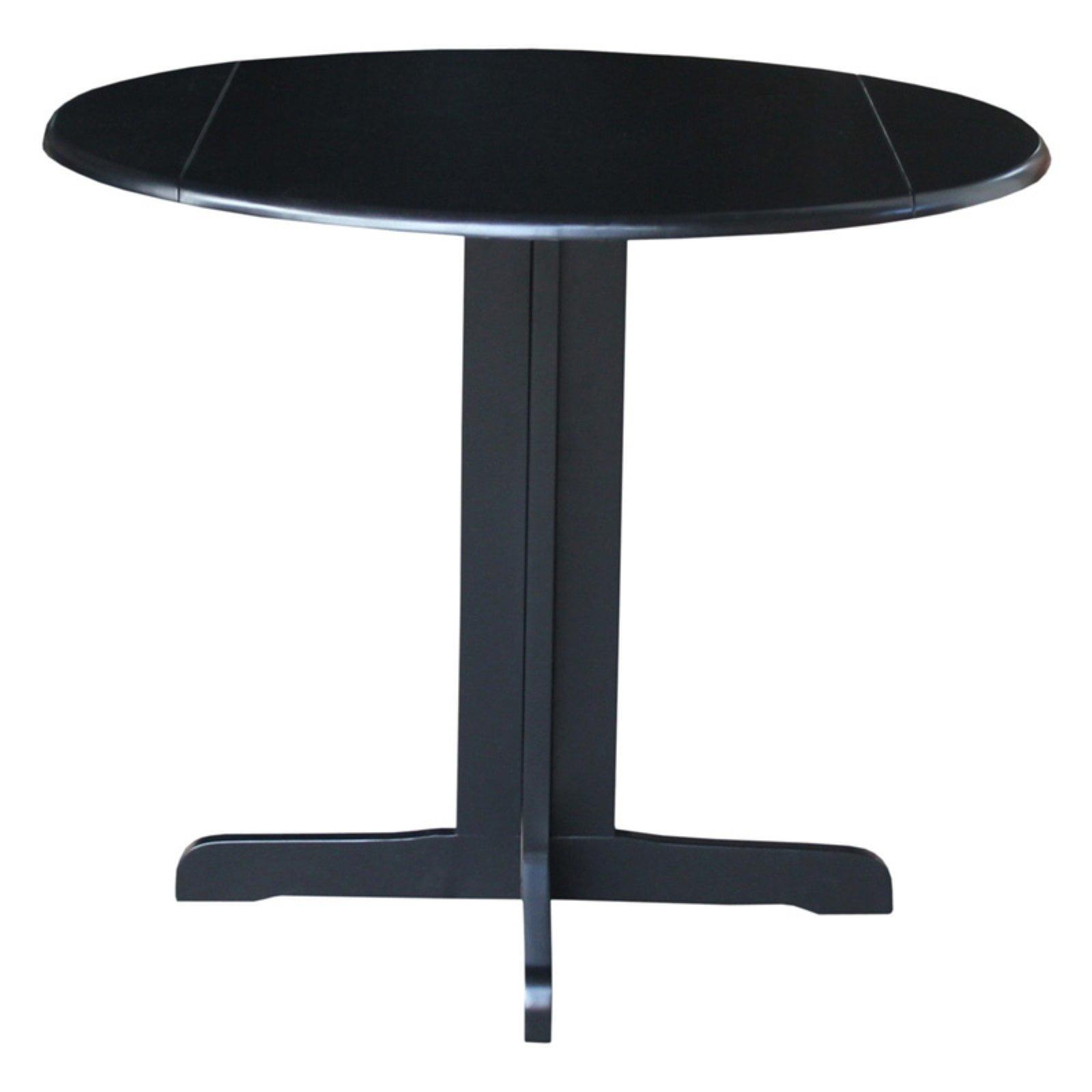 Scandinavian 38" Round Wood Extendable Dining Table in Black