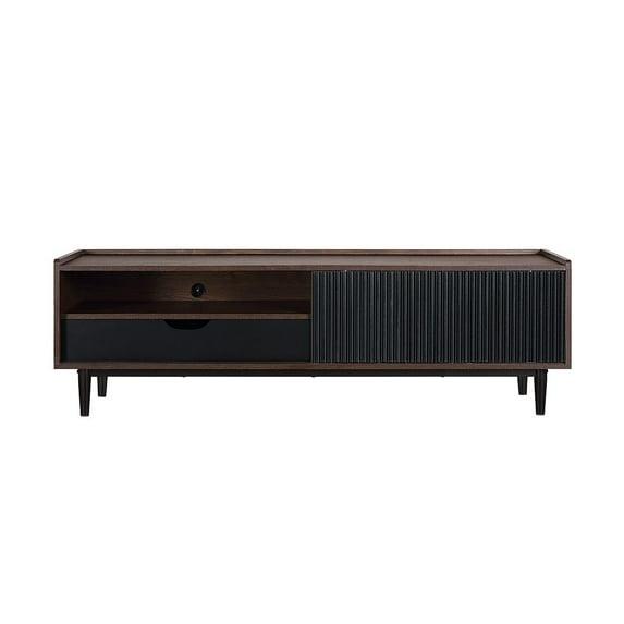Duane Modern Ribbed TV Stand for TVs up to 55" Dark Brown/Black - Manhattan Comfort
