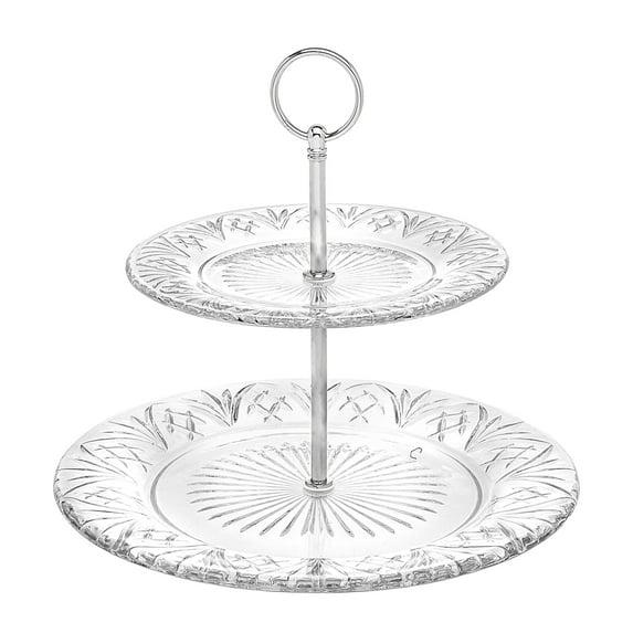 Godinger Silver Art Co Dublin Crystal 2 Tiered Serving Stand