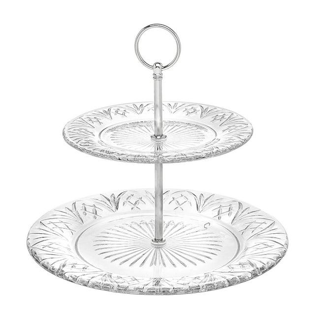 Godinger Silver Art Co Dublin Crystal 2 Tiered Serving Stand