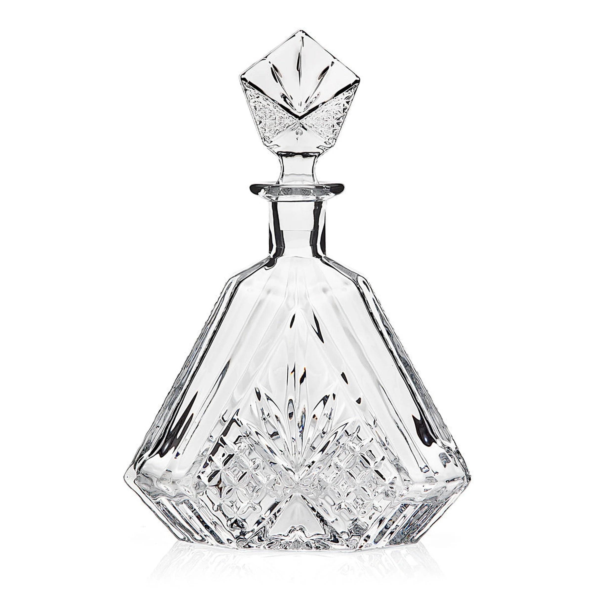 Dublin Clear Crystal Triangular Whiskey Decanter with Etched Stopper