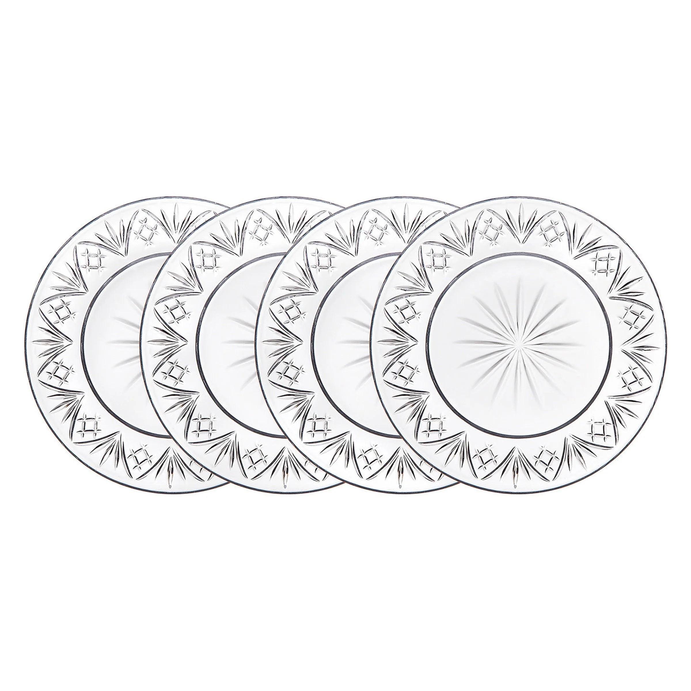 Dublin Clear Crystal Handcrafted Appetizer Plates, Set of 4