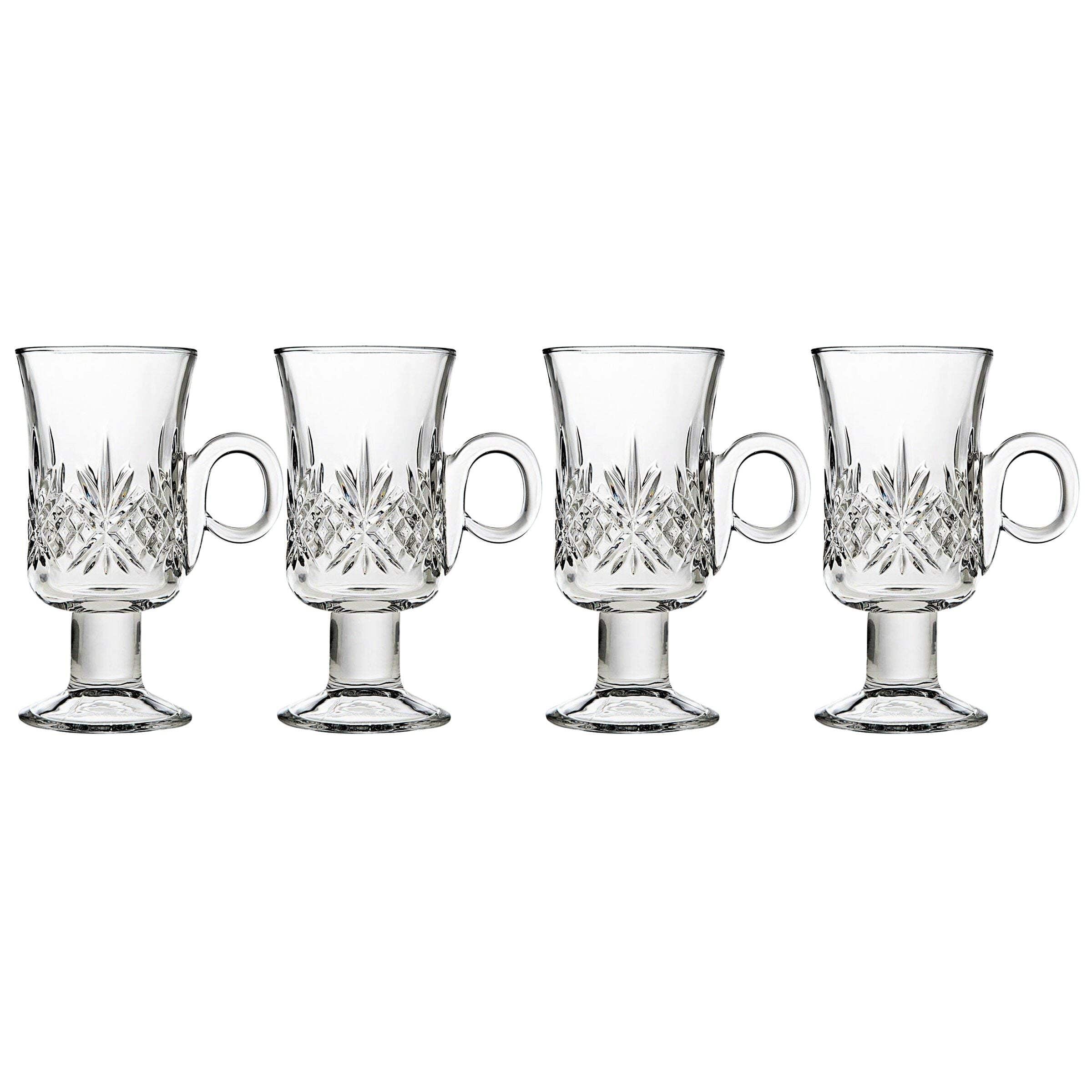 Godinger Silver Art Co Dublin Crystal Footed Irish Coffee Mug 6oz (Set of 4)