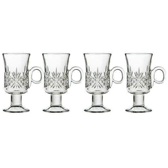 Godinger Silver Art Co Dublin Crystal Footed Irish Coffee Mug 6oz (Set of 4)