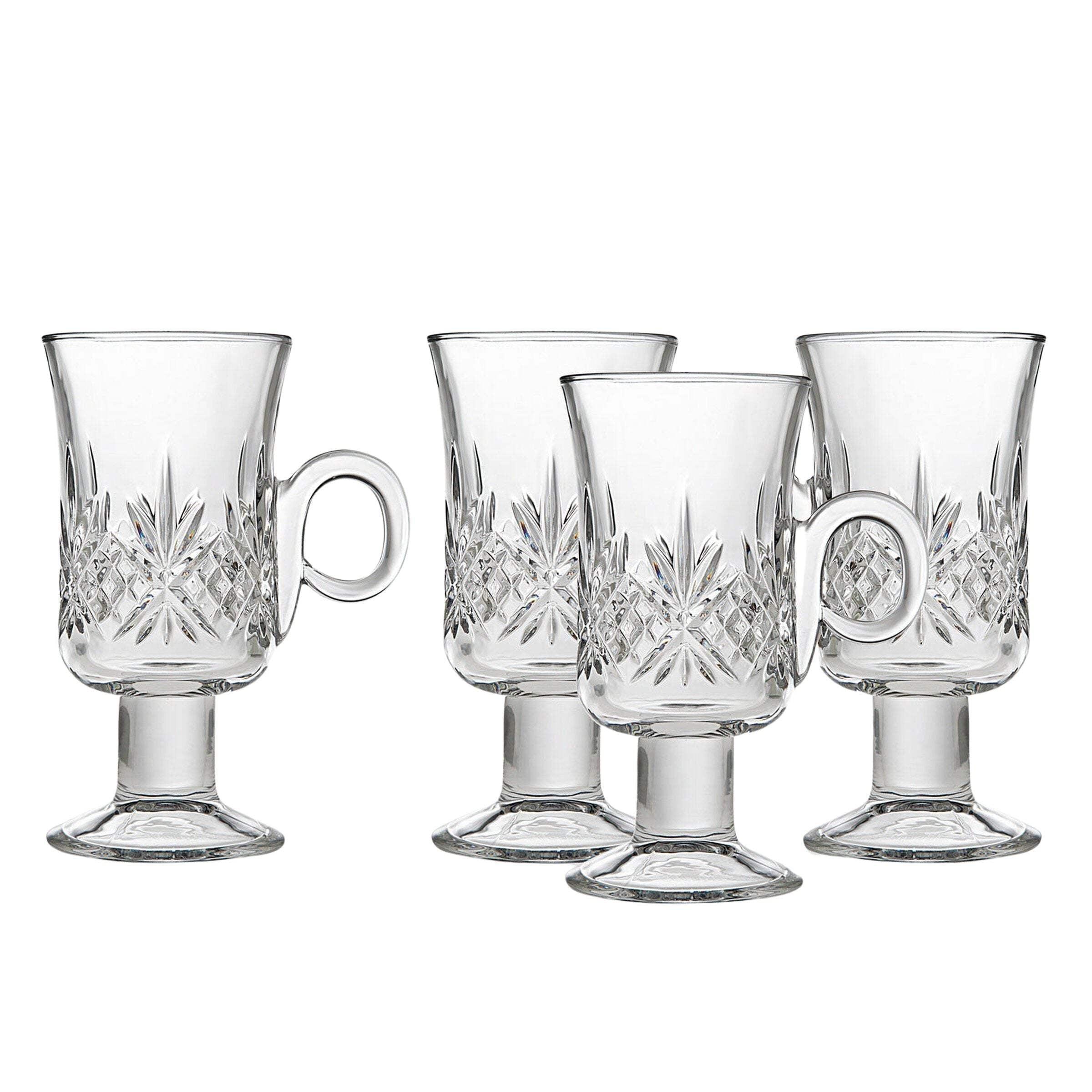 Dublin Crystal Footed Irish Coffee Mugs, Set of 4