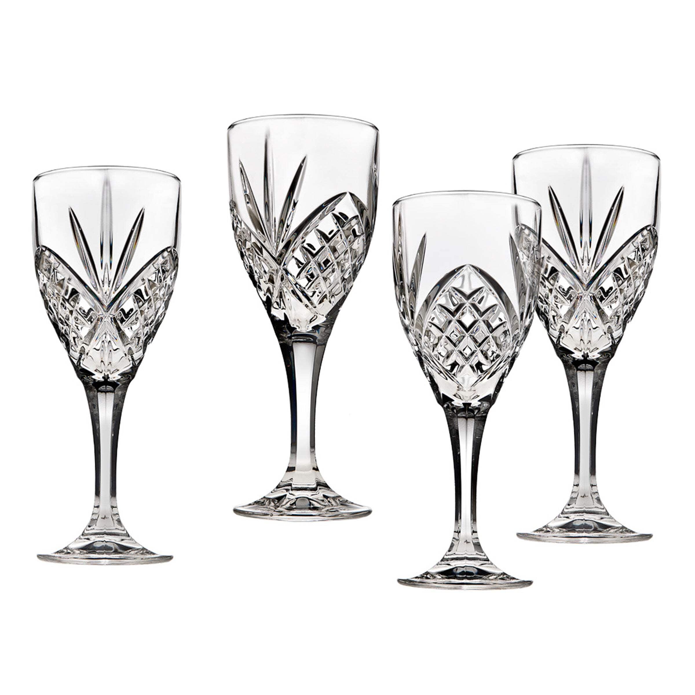 Clear Crystal Cut Classic Wine Glass Set of Four