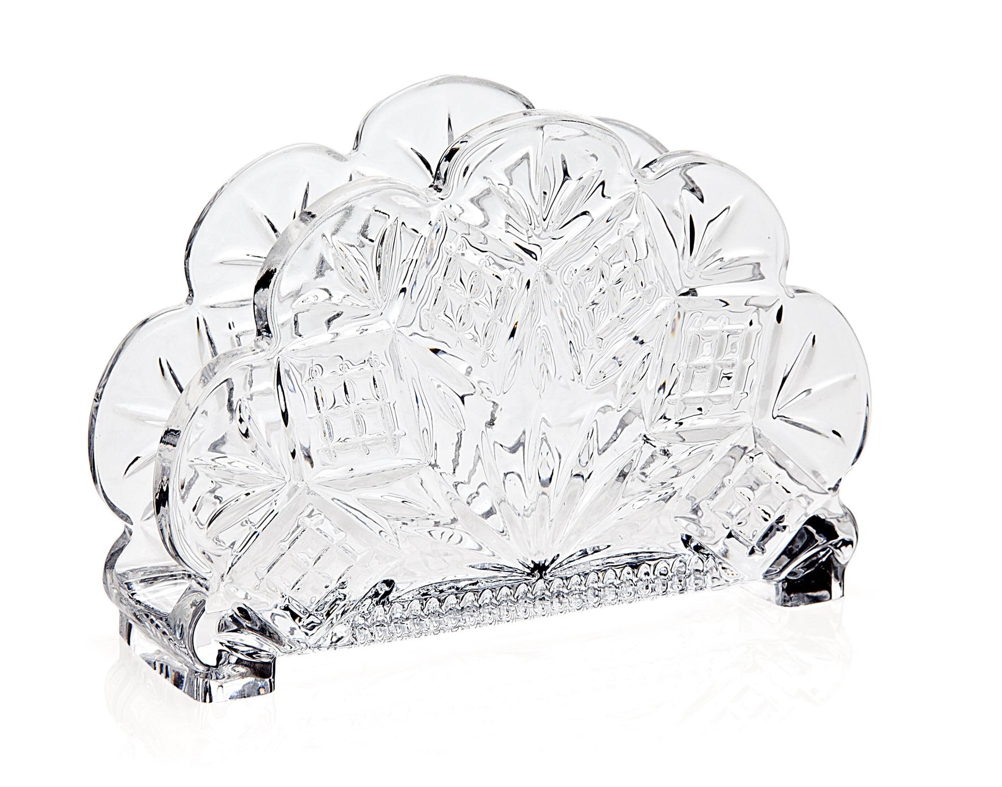 Elegant Clear Crystal Cut Glass Napkin Holder