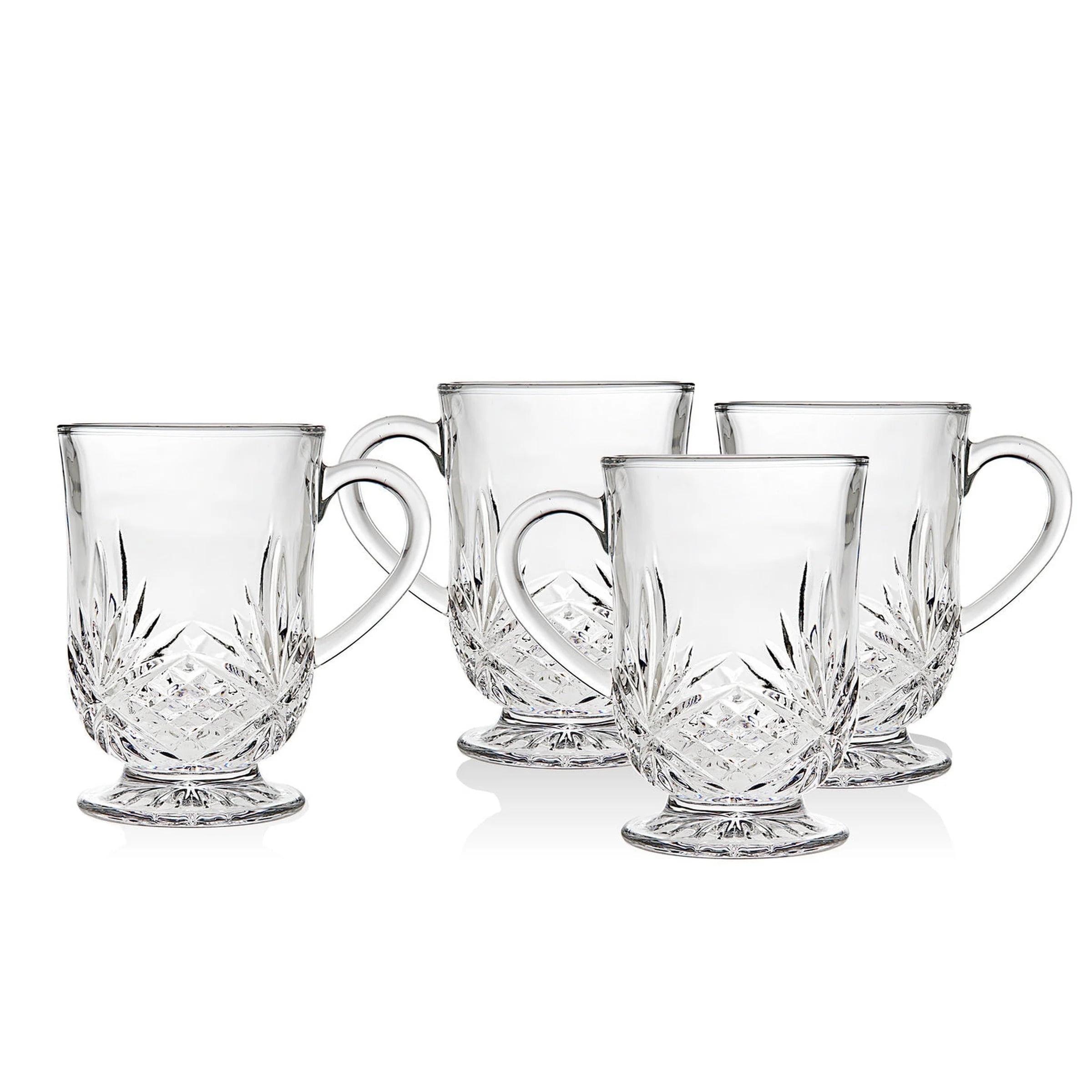 Dublin Crystal Footed Coffee Mugs Set of 4