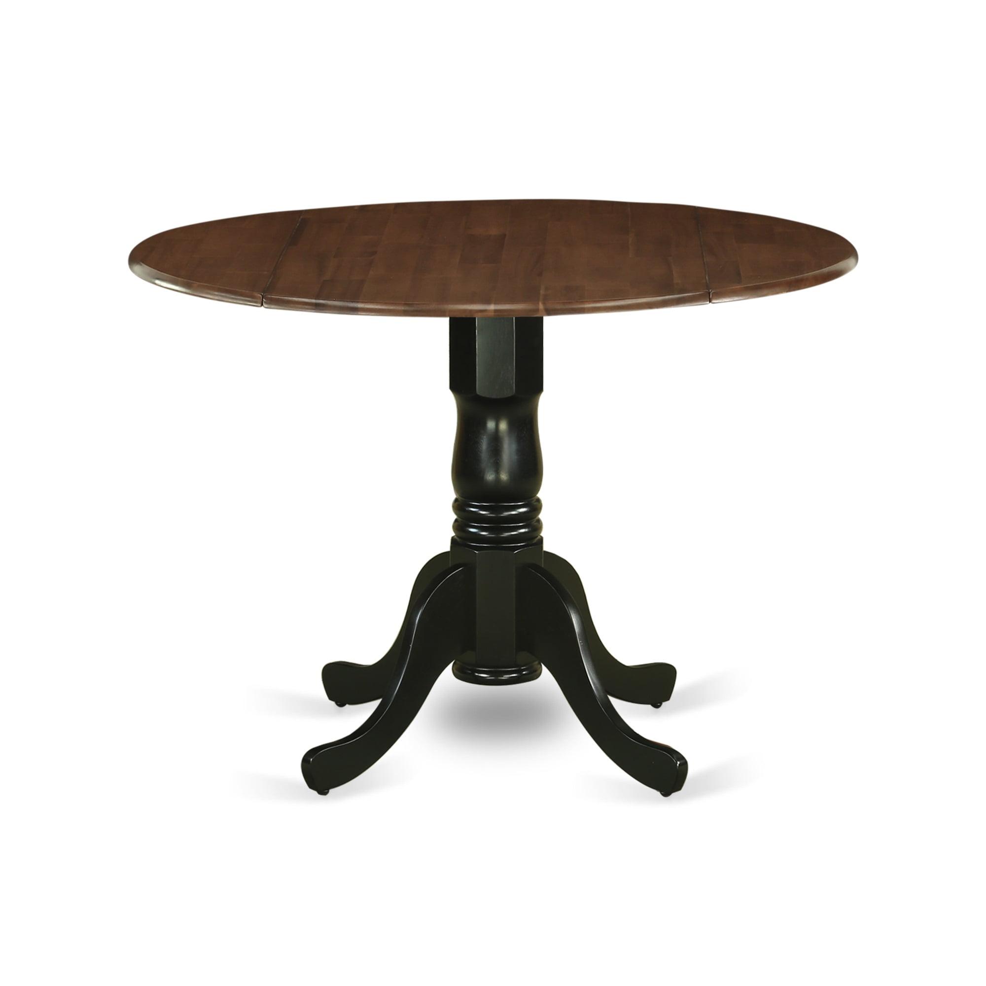 Walnut and Black Round Extendable Wood Dining Table