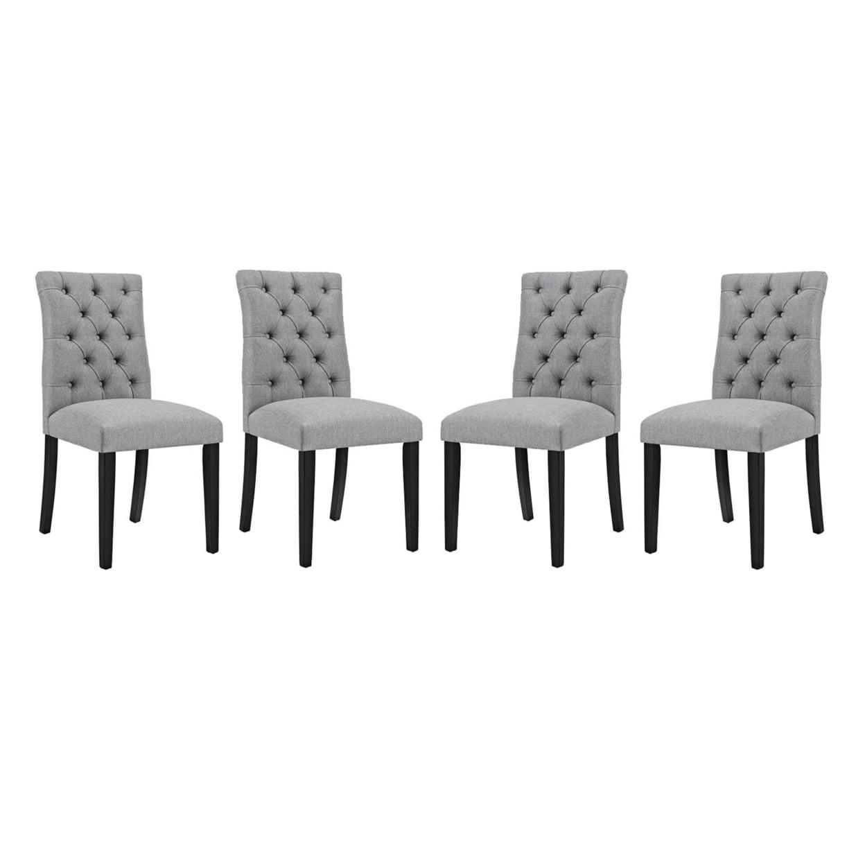 Elegant Duchess Light Gray Tufted Upholstered Dining Chair Set