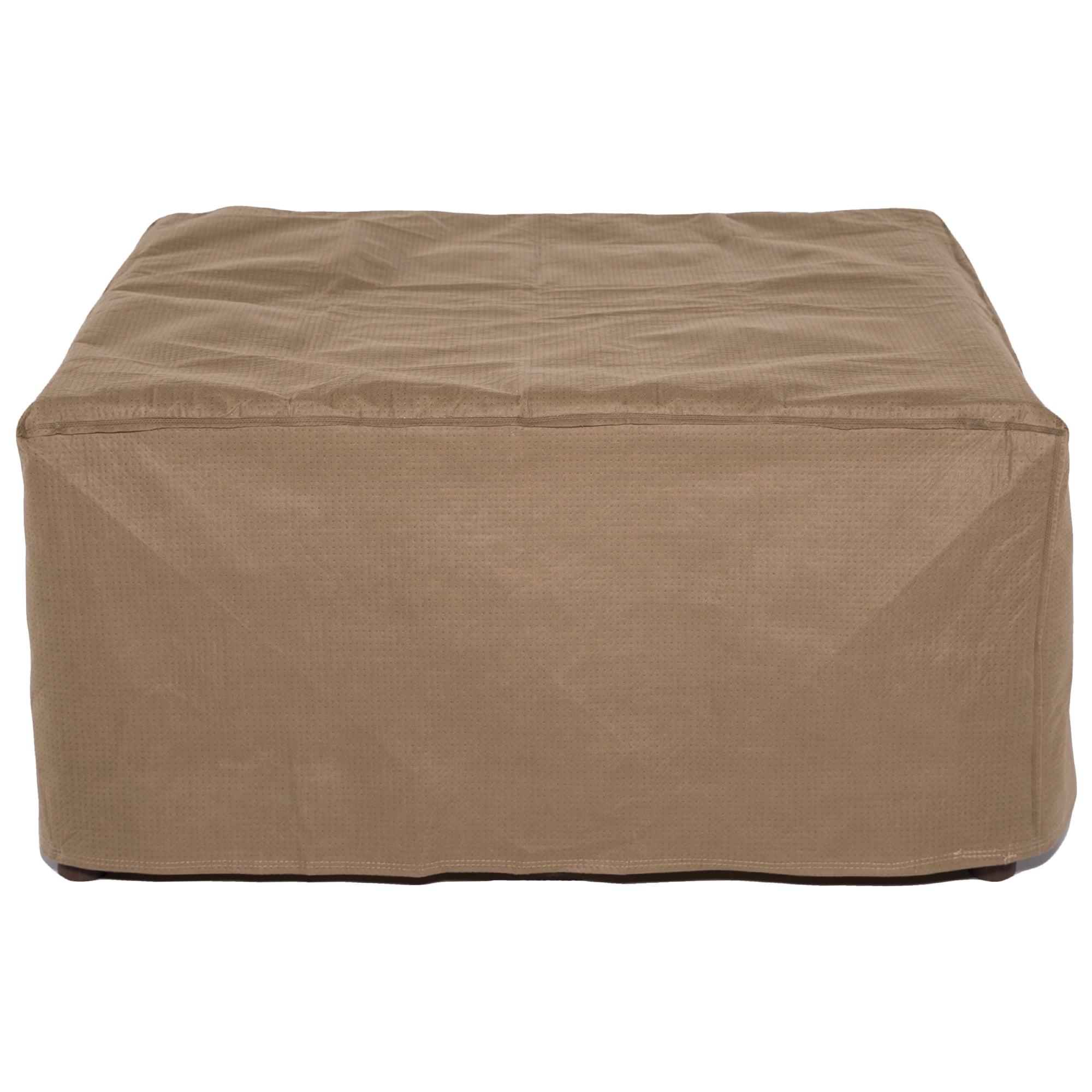 Tan Water-Resistant 32 Inch Square Patio Ottoman Cover