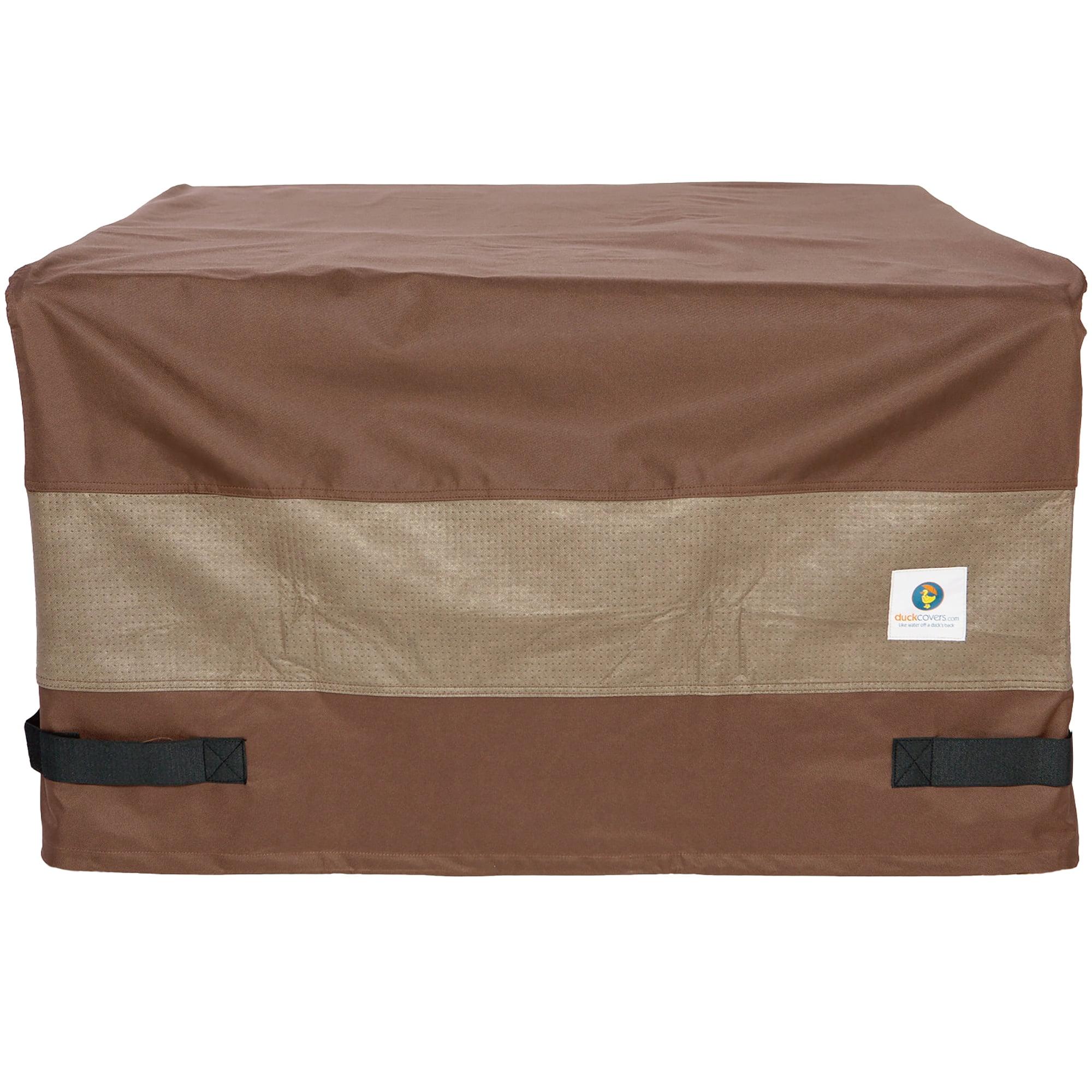 Mocha Cappuccino 32 Inch Square Fire Pit Cover with Hook and Loop Closure