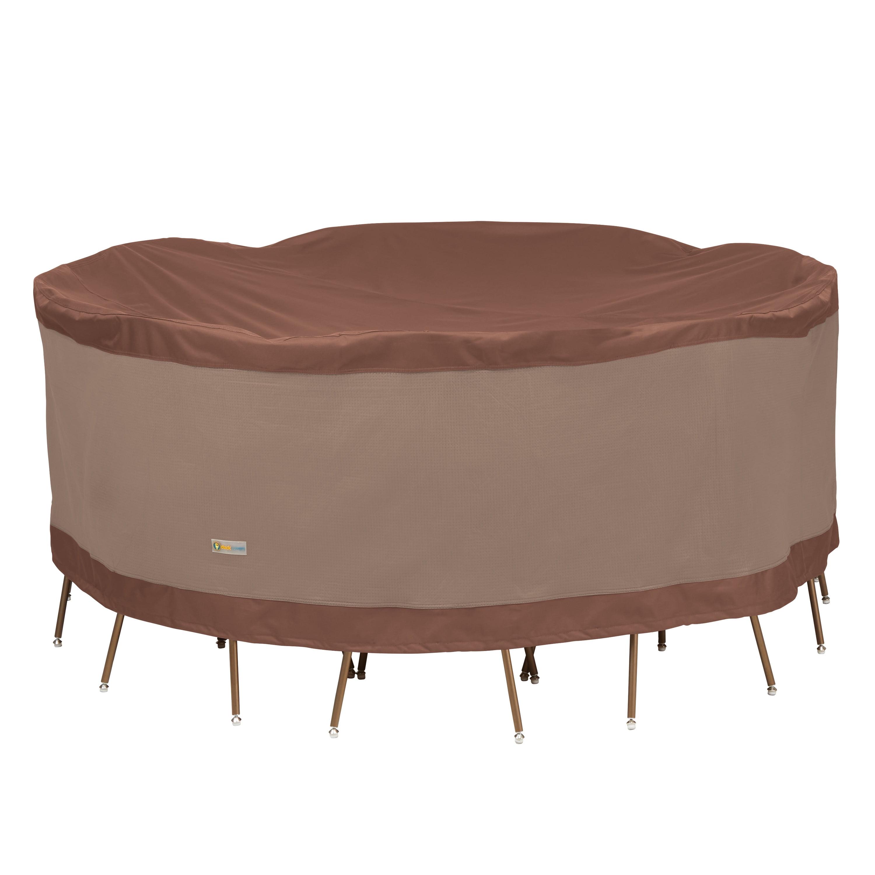 Ultimate 76 Inch Round Beige and Brown Patio Table Cover