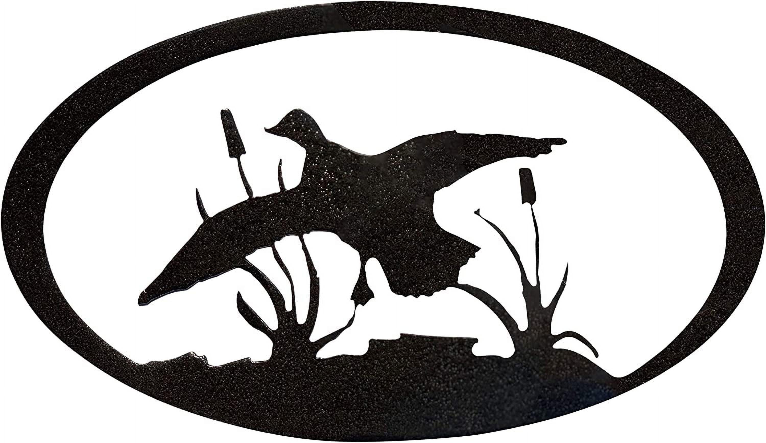 Hammered Black Metal Duck Oval Wall Sculpture