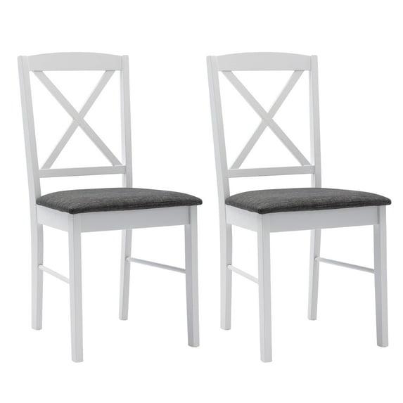 Duhome Set of 2 Dining Chairs with Solid Wood Linen Upholstered Armless Cross back for Dining Room Kitchen White 2 Pack