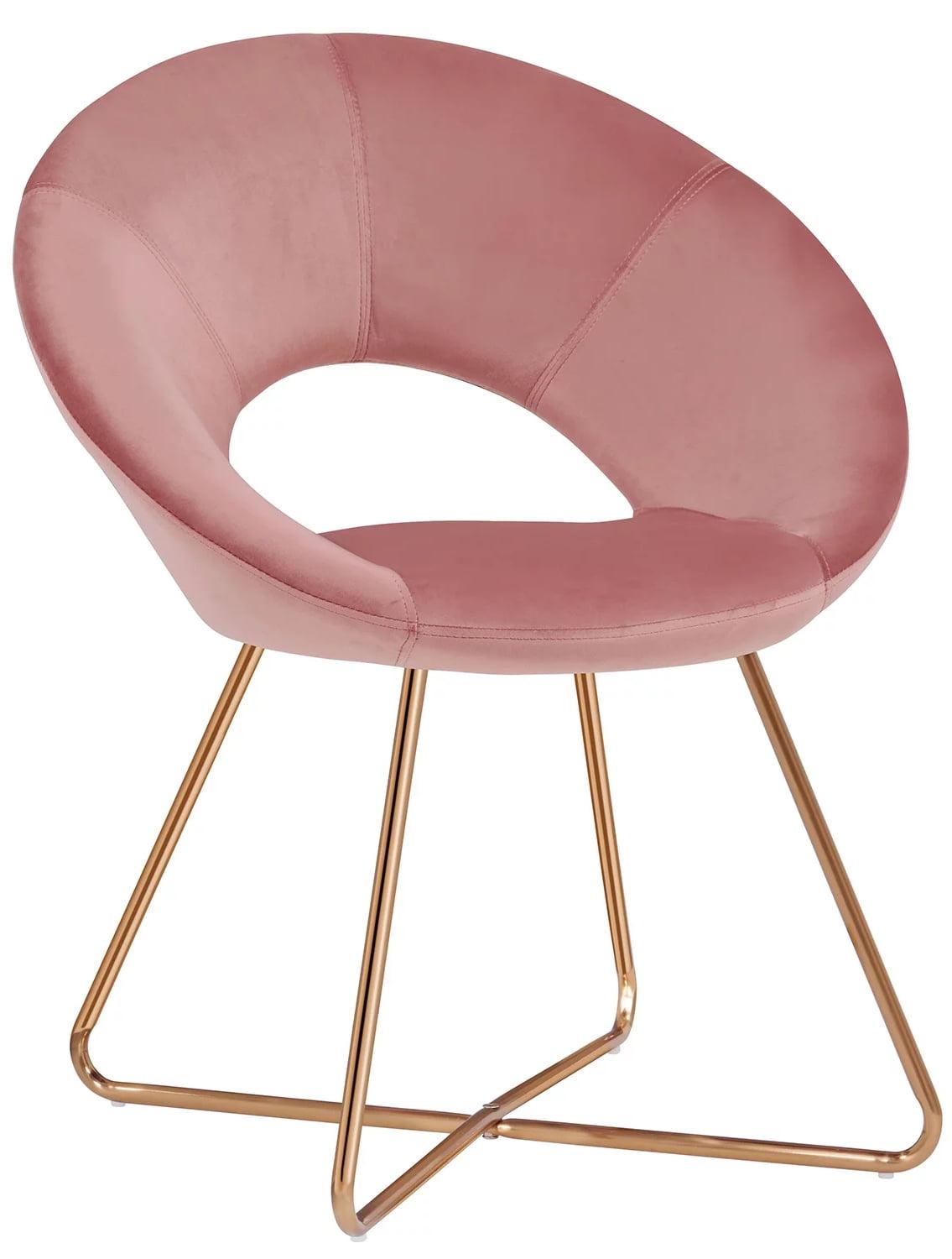 Pink Velvet Upholstered Arm Chair with Gold Metal Legs