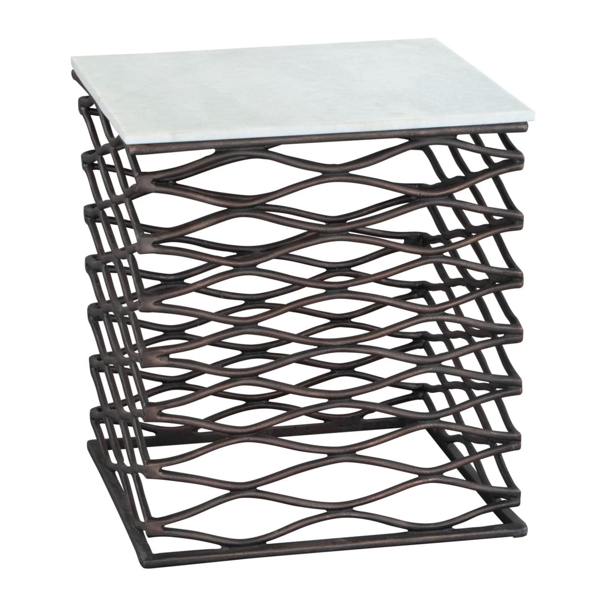 Zuo Duke Side Table White & Antique Bronze