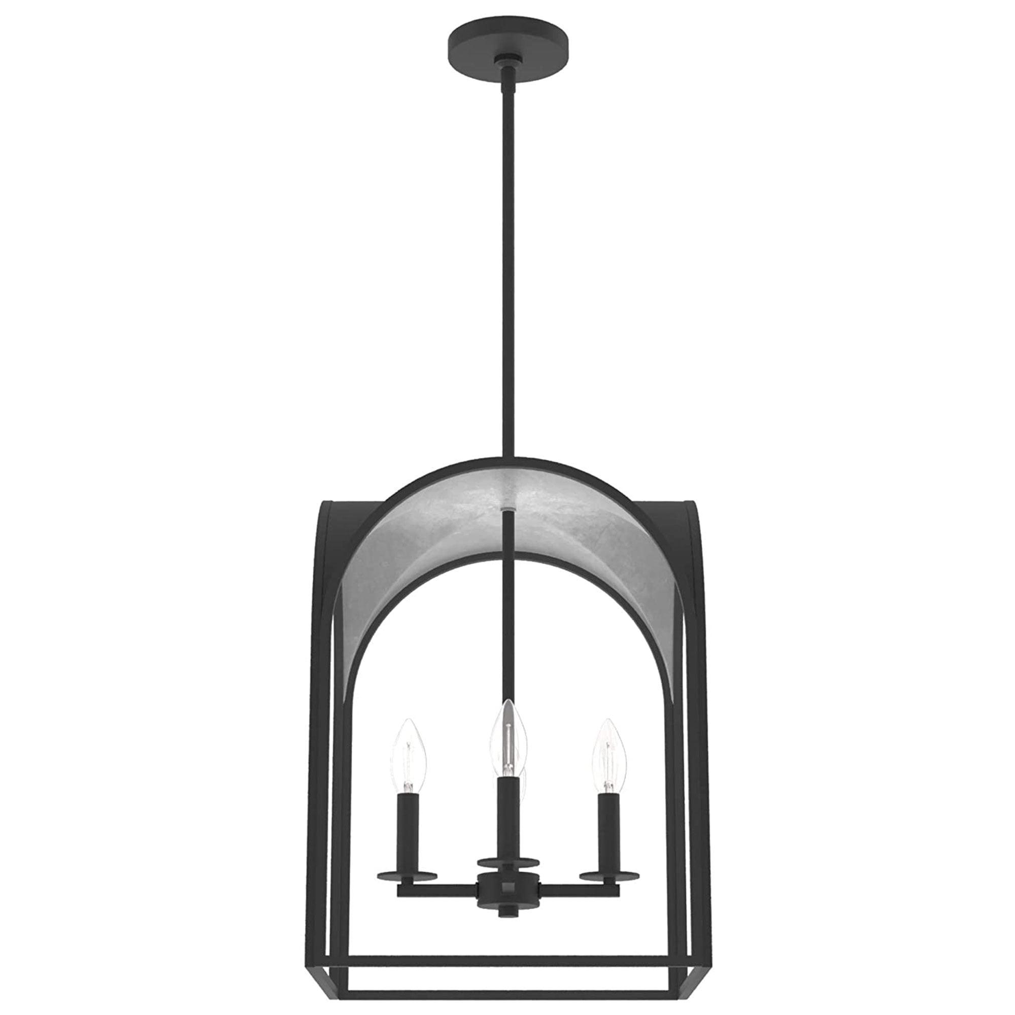 Dukestown 15" Natural Black Iron and Silver Leaf Pendant Light