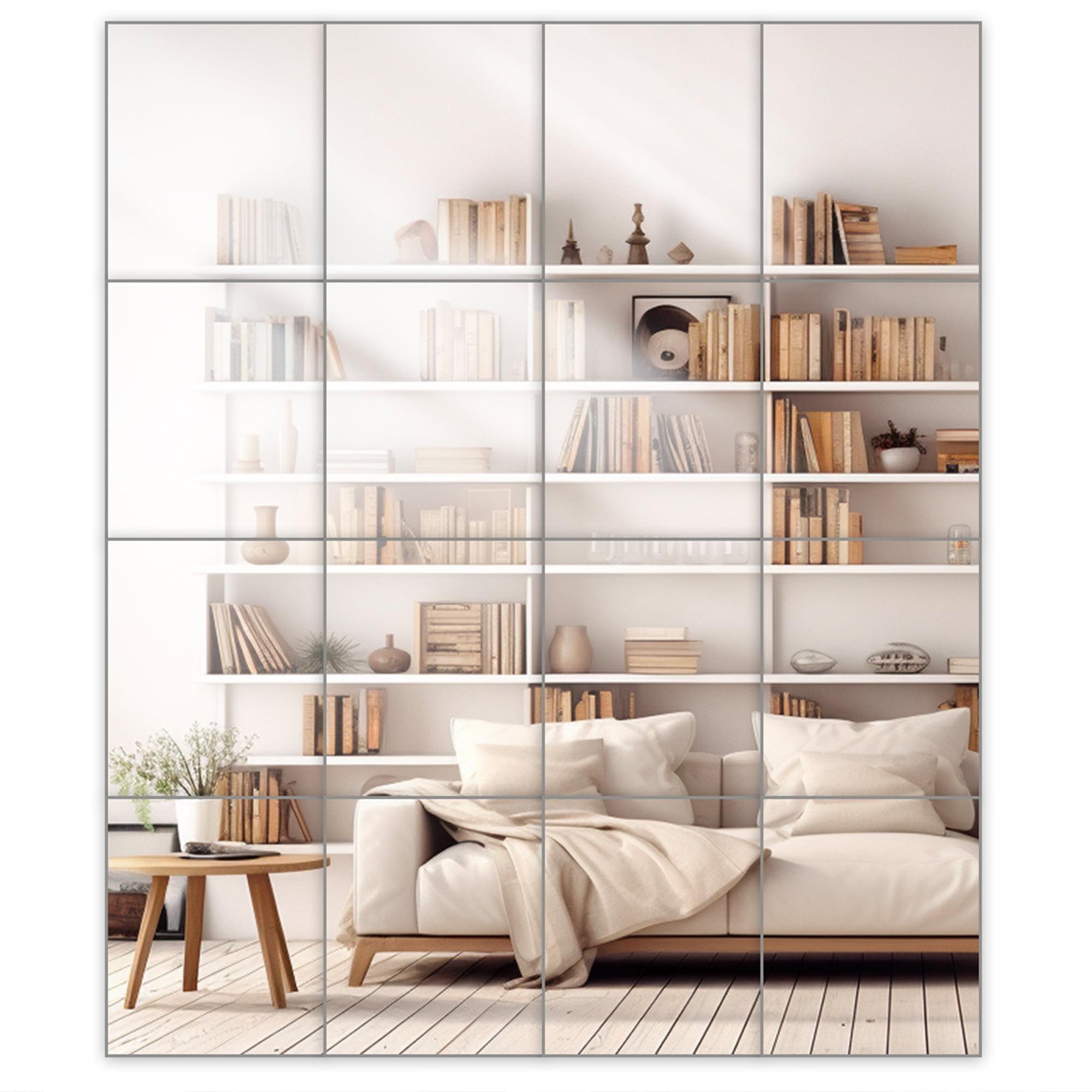 Dulles Glass - Wall Mirror Glass Tiles 12'‘x 14’', No Frame, for Bedroom, Door, Bathroom, 16 Pcs