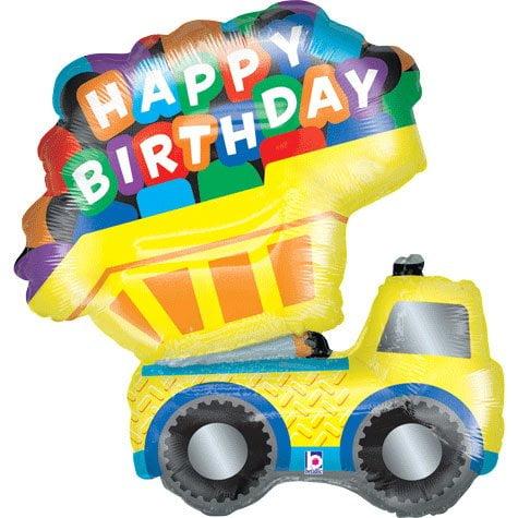 XL 33" Dump Truck Happy Birthday Super Shape Mylar Balloon Party Decoration