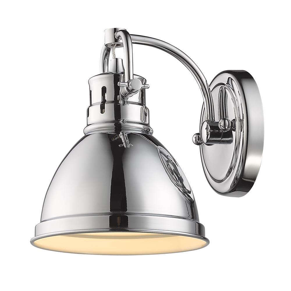 Chrome 1-Light Bath Vanity with Industrial Shade