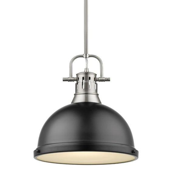 Golden Lighting Duncan 1-Light Large Pendant in Pewter with Matte Black