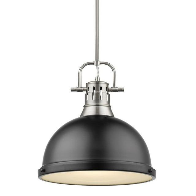 Golden Lighting Duncan 1-Light Large Pendant in Pewter with Matte Black