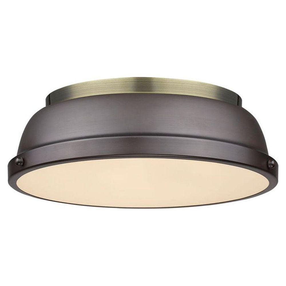 Transitional Aged Brass & Rubbed Bronze 14" Flush Mount Light