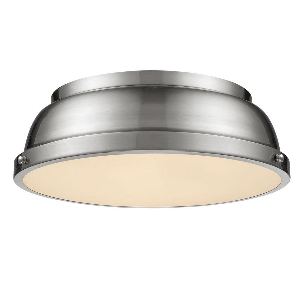 Golden Lighting Duncan 2-Light Flush Mount in Pewter