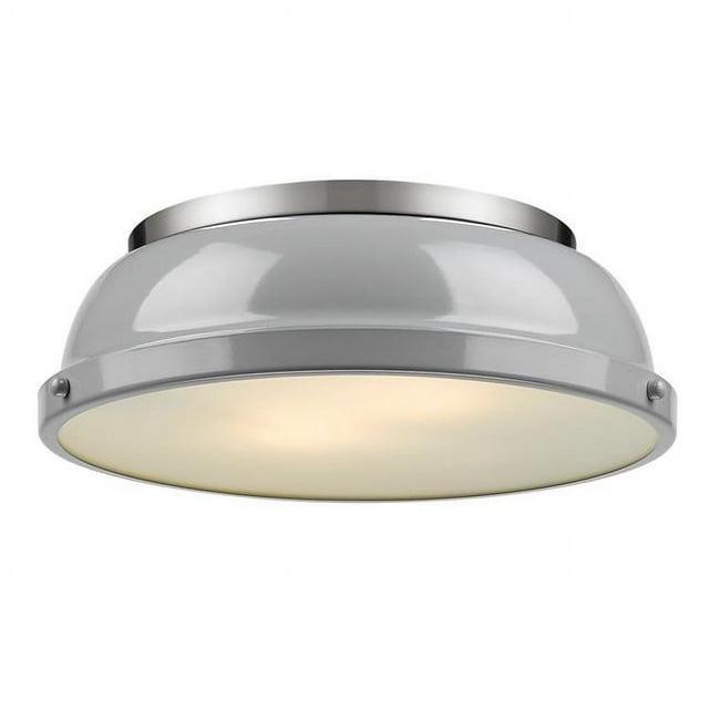 Golden Lighting Duncan 2-Light Flush Mount in Pewter with Gray