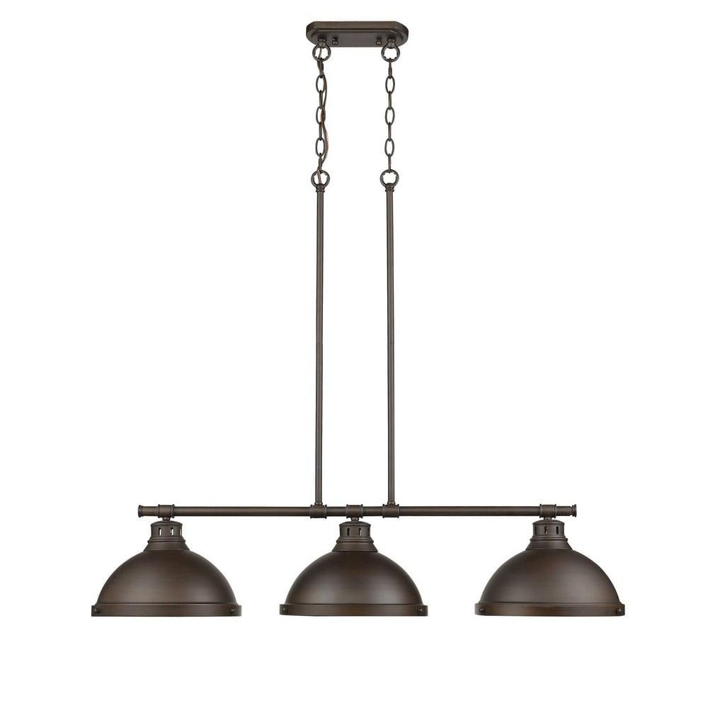 Duncan 3-Light Rubbed Bronze Linear Pendant with Glass Diffusers