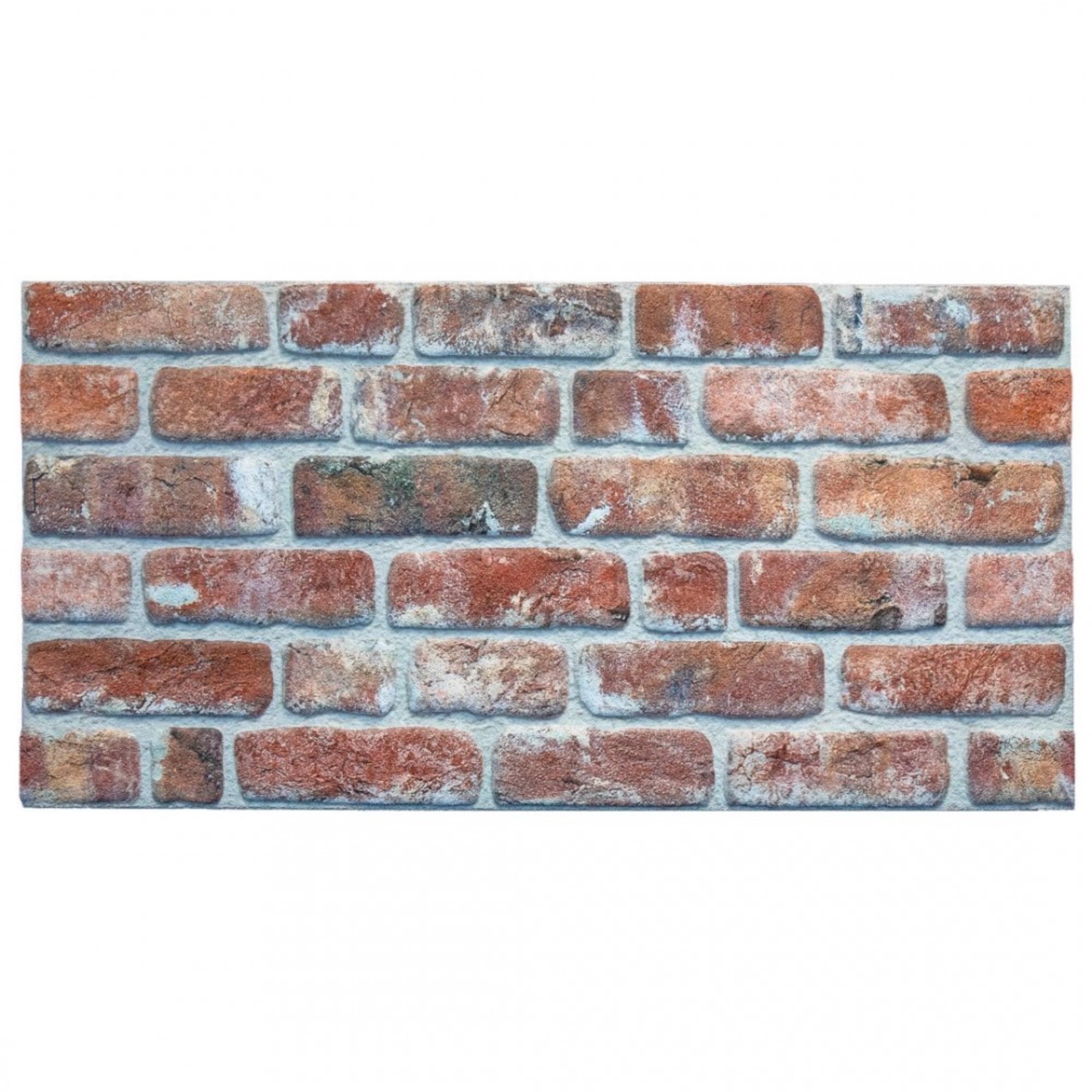 Red Brown Faux Stone Brick 3D Wall Panels, 10" x 10"