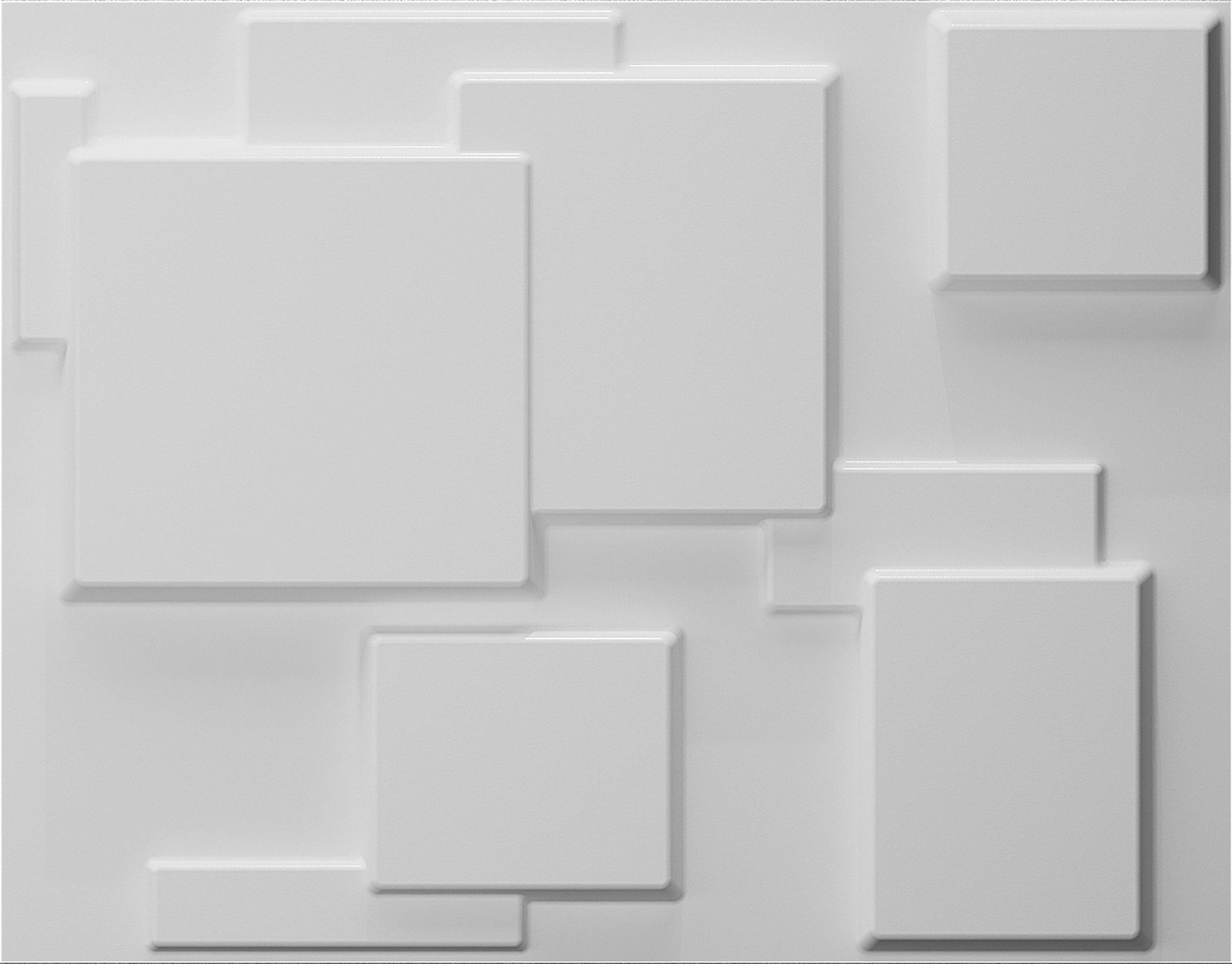 Dundee Deco's Paintable Off White Geometric Squares Fiber 3D Wall Panel, 2.6 ft X 2.1 ft, Interior Design Wall Paneling Decor Commercial and Residential Application, 5.5 sq.ft. each