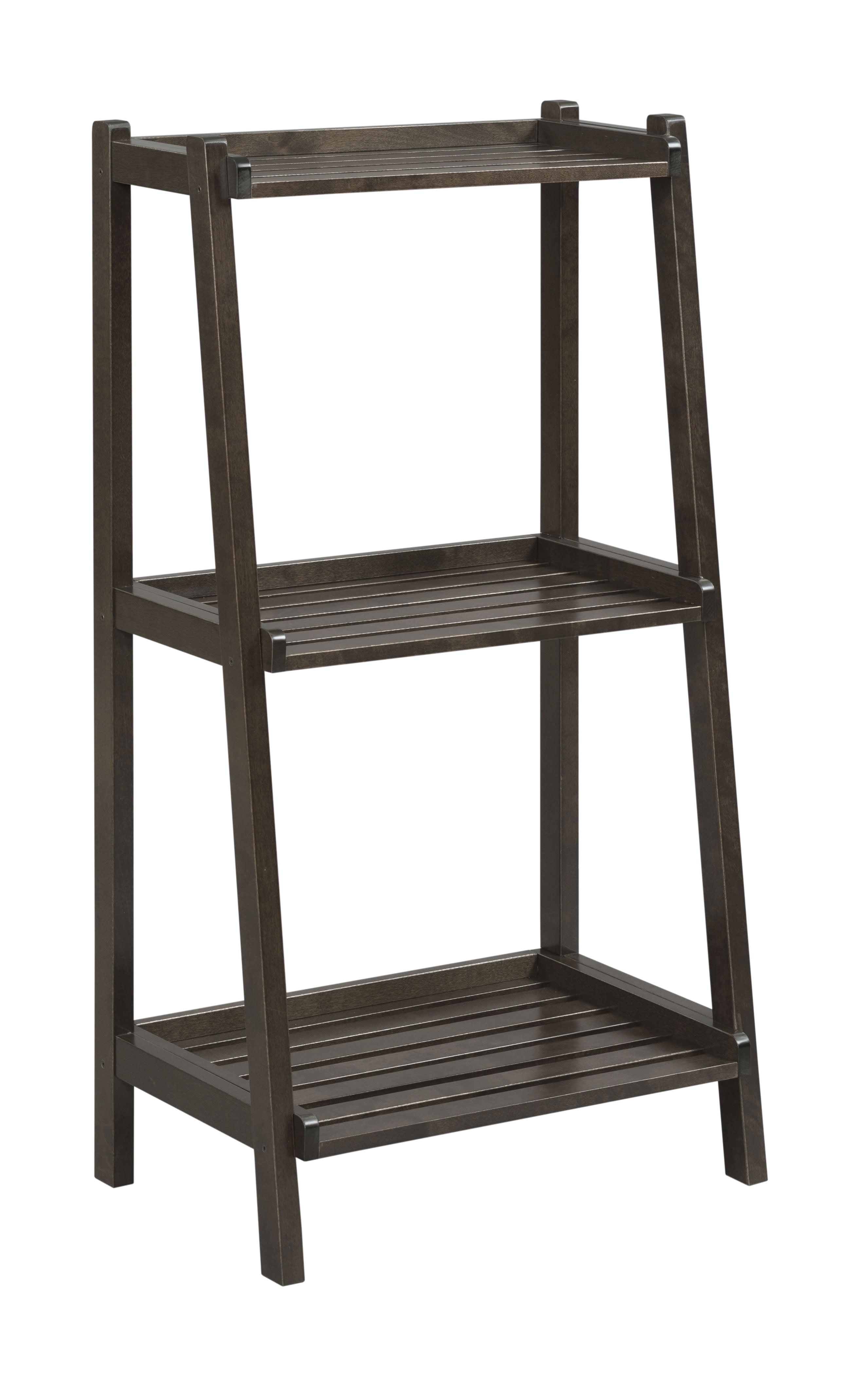 Espresso Solid Wood 3-Tier Ladder Bookshelf for Tight Spaces