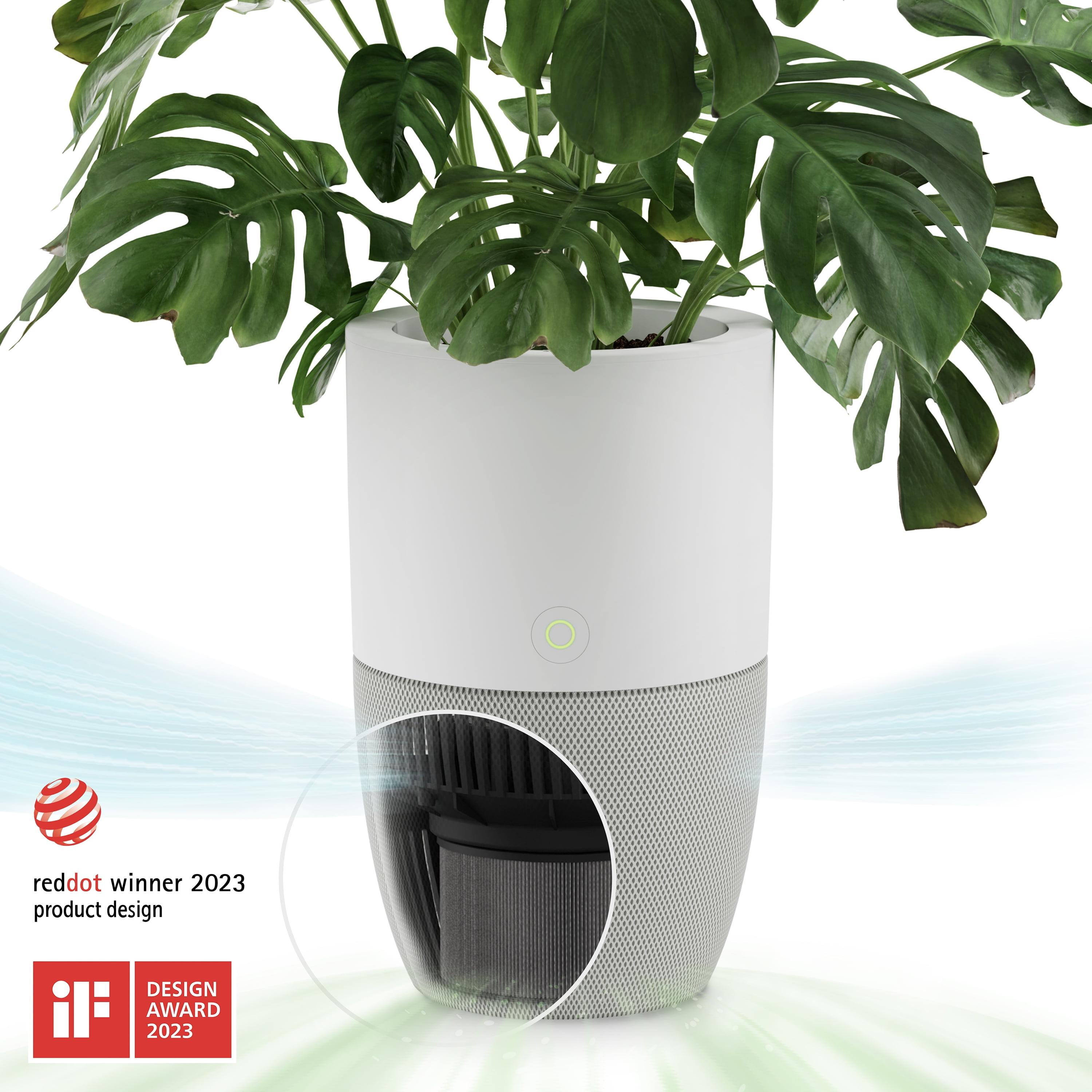 White and Gray HEPA-13 Air Purifier with Planter