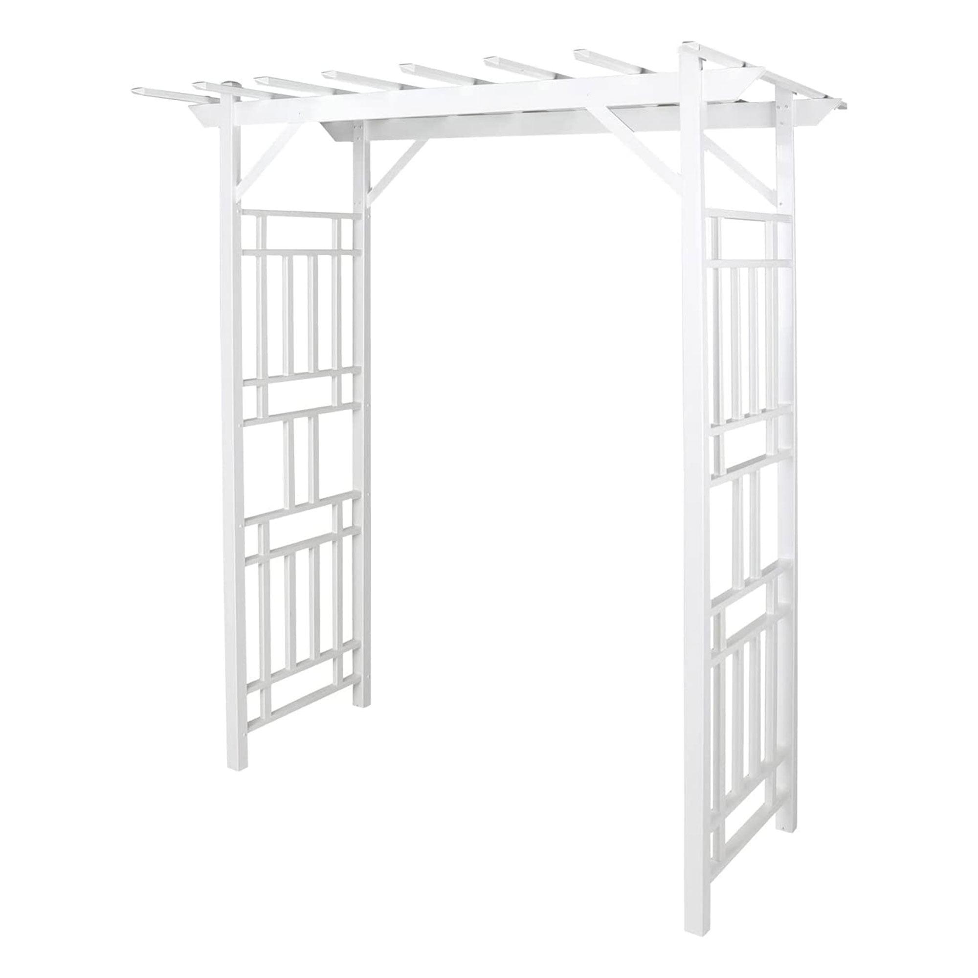 Dura-Trel Wellington Arbor, 72 by 85 Inch PVC Patio Garden Arch, Outdoor Backdrop Frame Decoration or Trellis for Climbing Plants, White