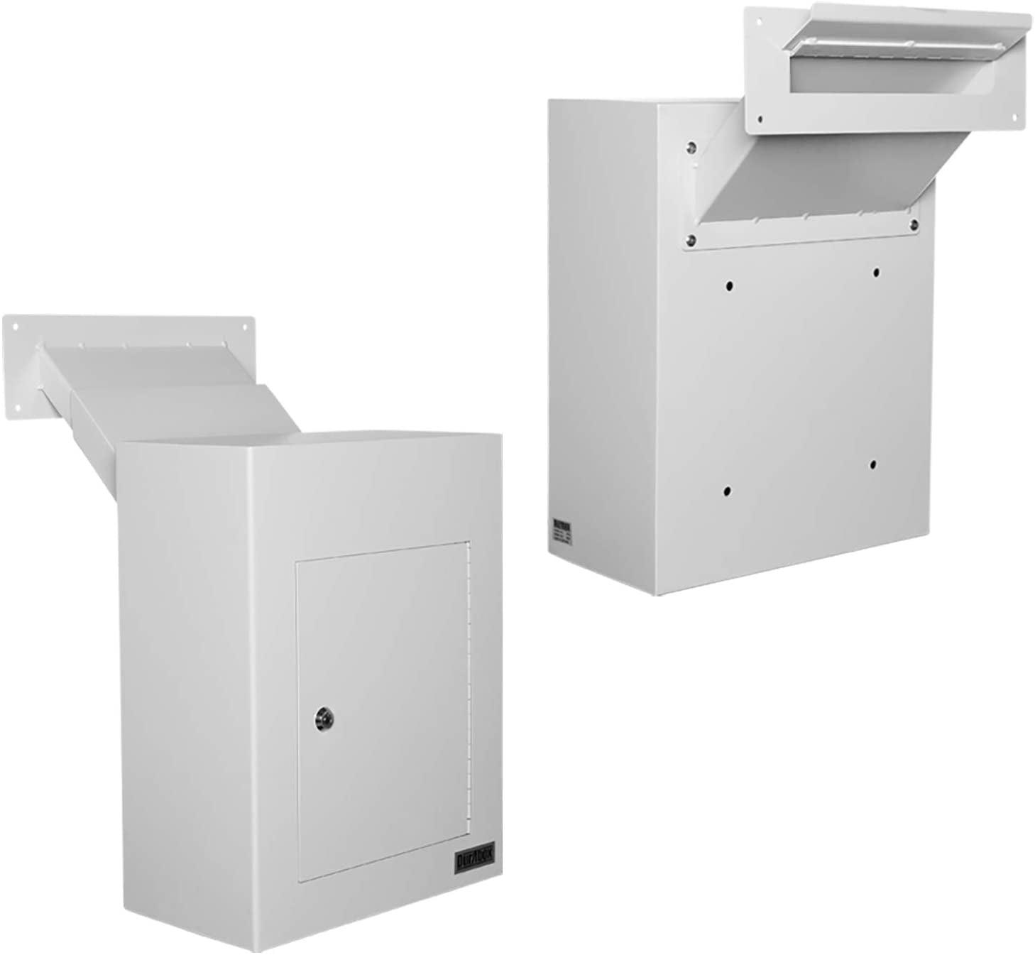 Gray Heavy Duty Steel Through-Door Locking Drop Box