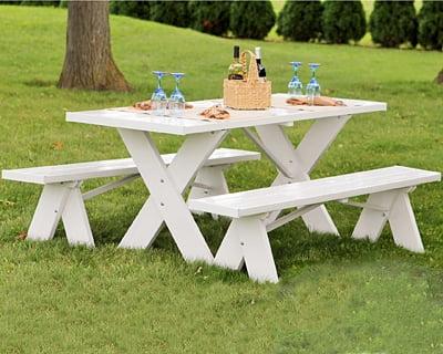 DuraTrel 6' White Vinyl Picnic Table with Benches