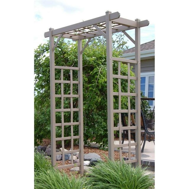 Dura-Trel Elmwood Arbor, 57 by 84 Inch PVC Patio Garden Arch, Outdoor Lattice Frame Decoration or Trellis for Climbing Plants, Mocha