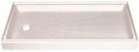 White Fiberglass Rectangular Shower Base with Left Drain, 30 x 60 Inch