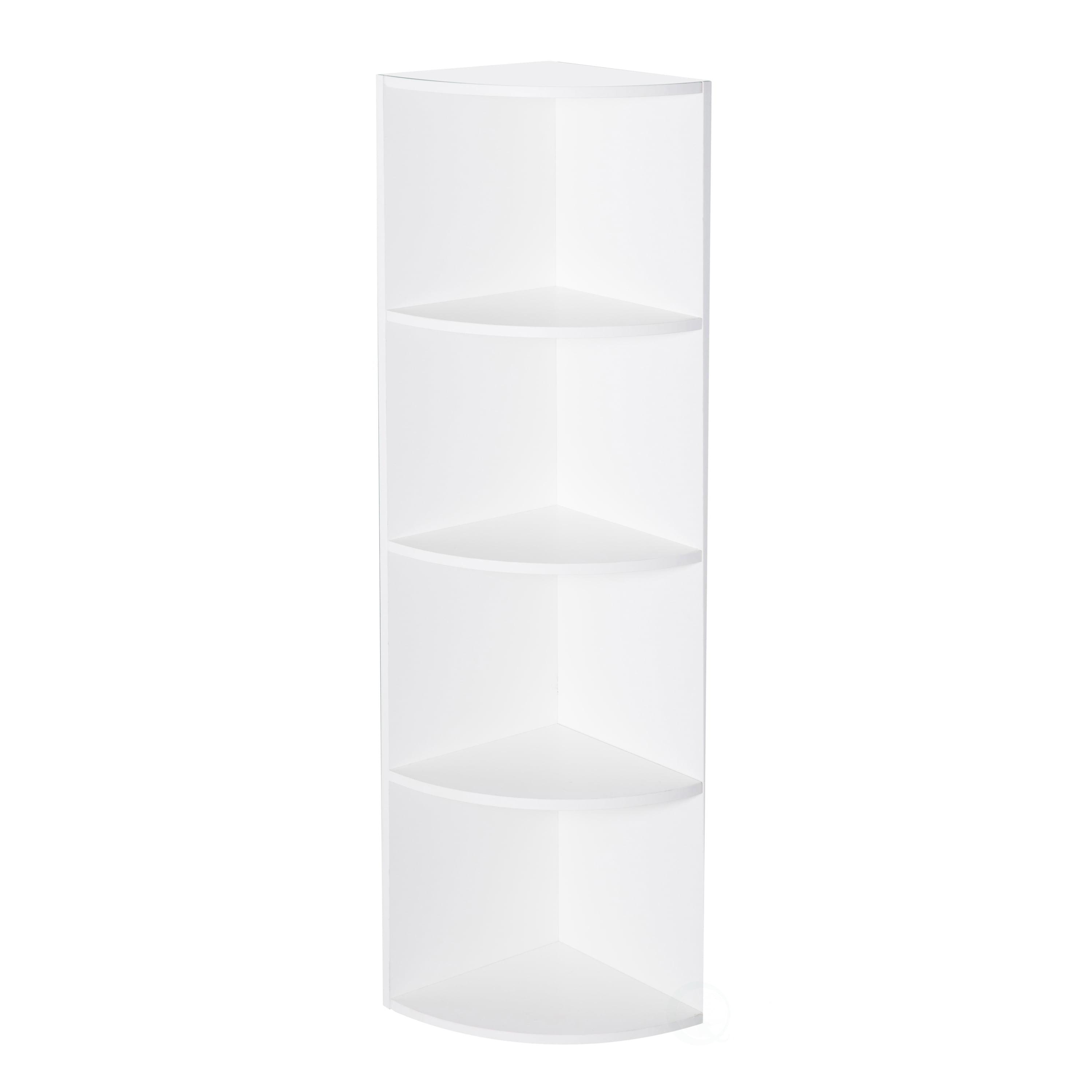 White Wooden 4-Tier Corner Bookshelf for Kids